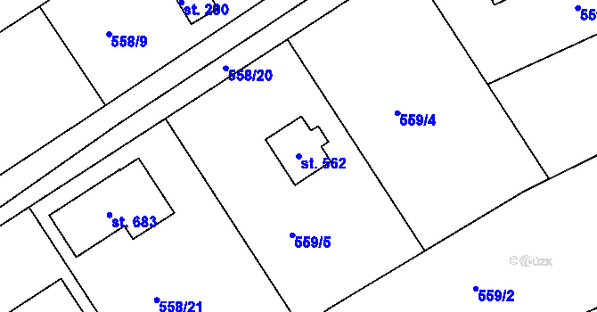 Parcela st. 562 v KÚ Chrást u Tišic, Katastrální mapa