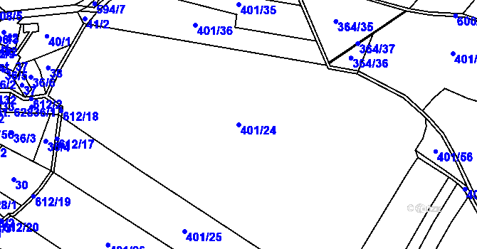 Parcela st. 401/24 v KÚ Chrást u Tišic, Katastrální mapa