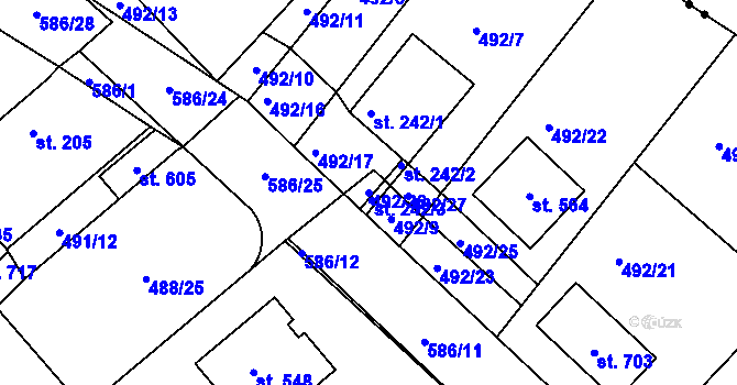Parcela st. 492/26 v KÚ Chrást u Tišic, Katastrální mapa
