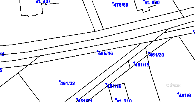 Parcela st. 585/16 v KÚ Chrást u Tišic, Katastrální mapa