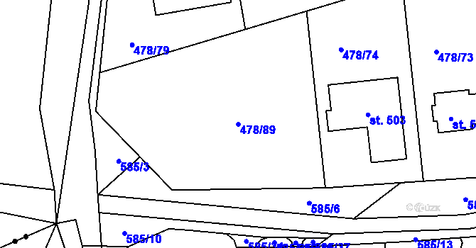 Parcela st. 478/89 v KÚ Chrást u Tišic, Katastrální mapa