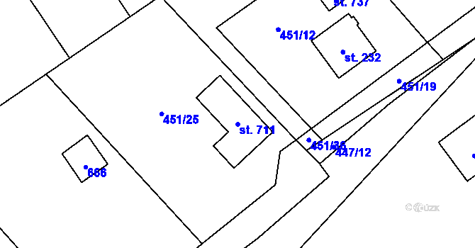 Parcela st. 711 v KÚ Chrást u Tišic, Katastrální mapa
