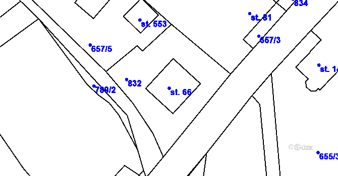 Parcela st. 66 v KÚ Kozly u Tišic, Katastrální mapa