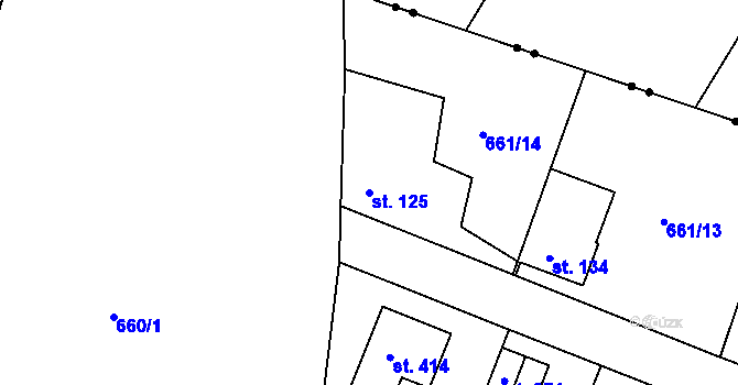 Parcela st. 125 v KÚ Kozly u Tišic, Katastrální mapa