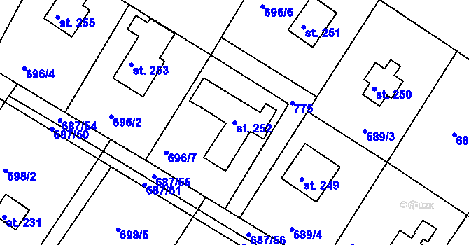 Parcela st. 252 v KÚ Kozly u Tišic, Katastrální mapa
