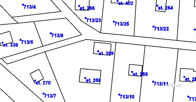 Parcela st. 269 v KÚ Kozly u Tišic, Katastrální mapa