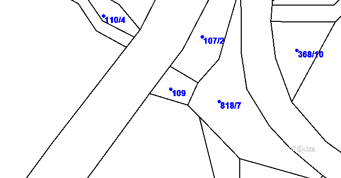 Parcela st. 109 v KÚ Kozly u Tišic, Katastrální mapa