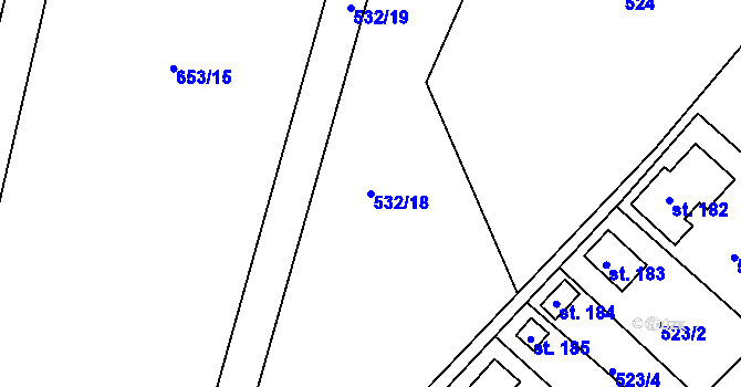 Parcela st. 532/18 v KÚ Kozly u Tišic, Katastrální mapa