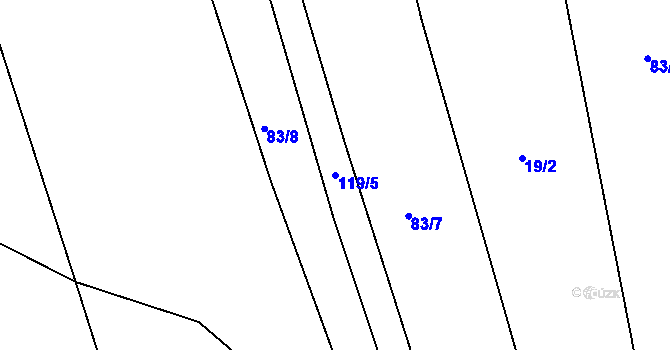 Parcela st. 119/5 v KÚ Kozly u Tišic, Katastrální mapa