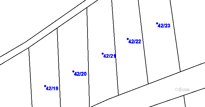 Parcela st. 42/21 v KÚ Kozly u Tišic, Katastrální mapa