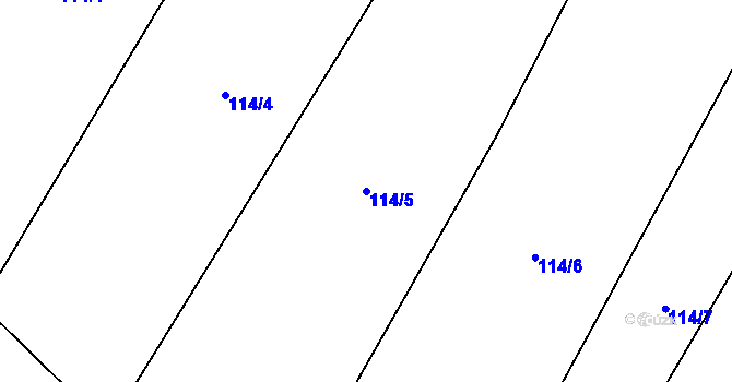 Parcela st. 114/5 v KÚ Kozly u Tišic, Katastrální mapa
