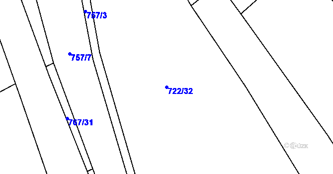 Parcela st. 722/32 v KÚ Kozly u Tišic, Katastrální mapa