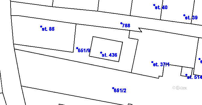 Parcela st. 436 v KÚ Kozly u Tišic, Katastrální mapa