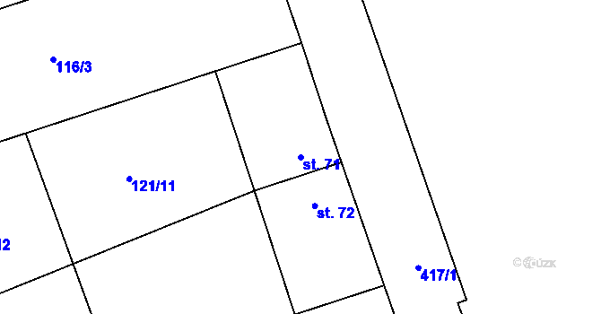 Parcela st. 71 v KÚ Tišice, Katastrální mapa