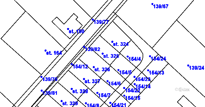 Parcela st. 325 v KÚ Tišice, Katastrální mapa