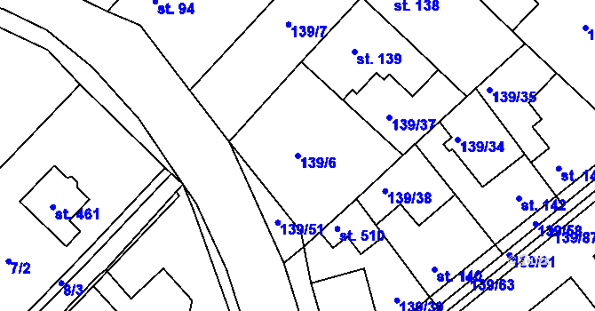 Parcela st. 139/6 v KÚ Tišice, Katastrální mapa