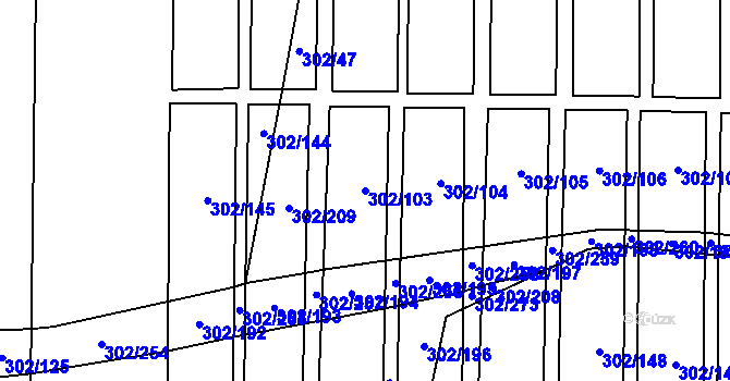 Parcela st. 302/103 v KÚ Tišice, Katastrální mapa