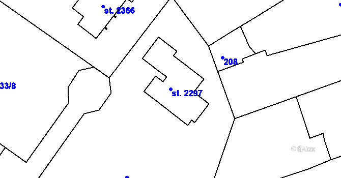 Parcela st. 2297 v KÚ Tišnov, Katastrální mapa