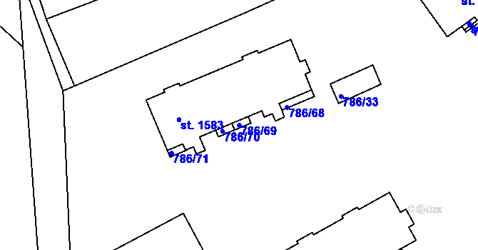 Parcela st. 786/69 v KÚ Tišnov, Katastrální mapa