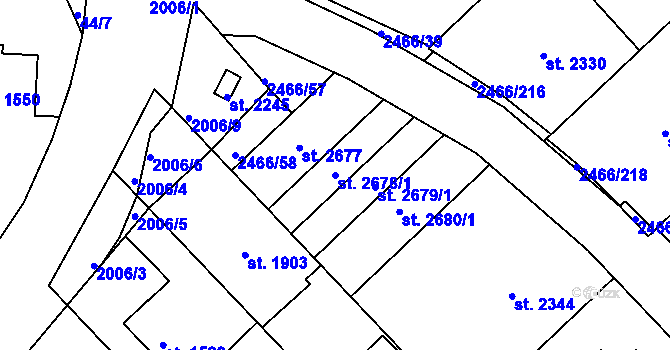 Parcela st. 2678/1 v KÚ Tišnov, Katastrální mapa