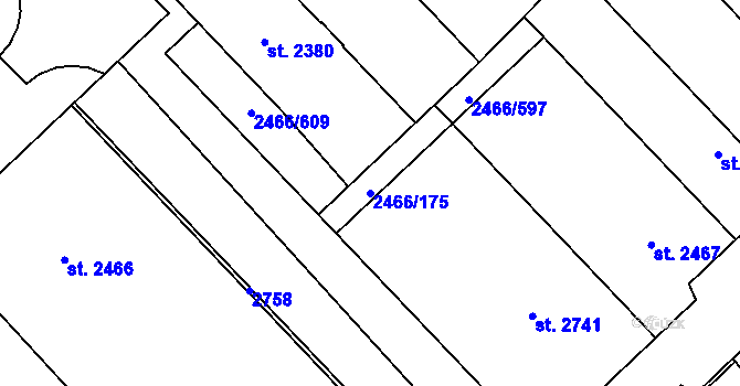 Parcela st. 2466/175 v KÚ Tišnov, Katastrální mapa