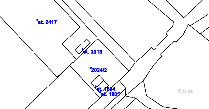 Parcela st. 2024/4 v KÚ Tišnov, Katastrální mapa