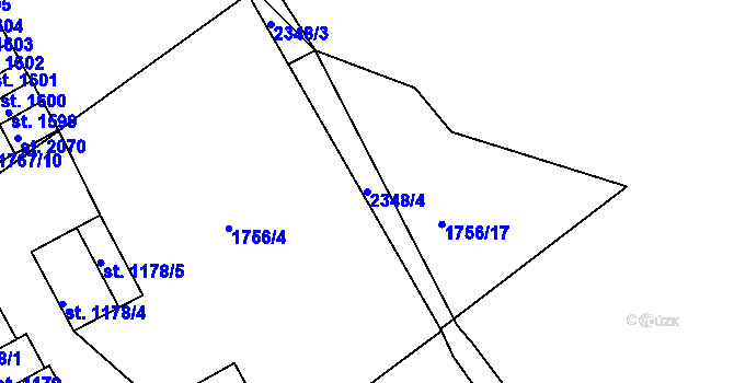 Parcela st. 2348/4 v KÚ Tišnov, Katastrální mapa