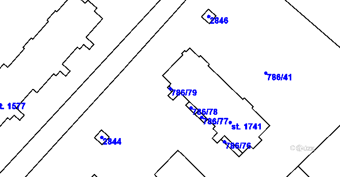 Parcela st. 786/79 v KÚ Tišnov, Katastrální mapa