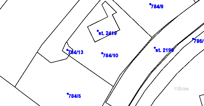 Parcela st. 784/10 v KÚ Tišnov, Katastrální mapa