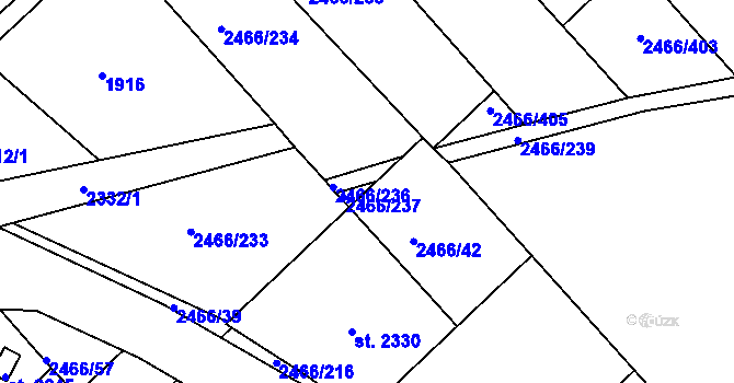 Parcela st. 2466/212 v KÚ Tišnov, Katastrální mapa
