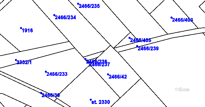 Parcela st. 2466/213 v KÚ Tišnov, Katastrální mapa