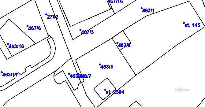 Parcela st. 463/9 v KÚ Tišnov, Katastrální mapa