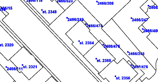 Parcela st. 2354 v KÚ Tišnov, Katastrální mapa