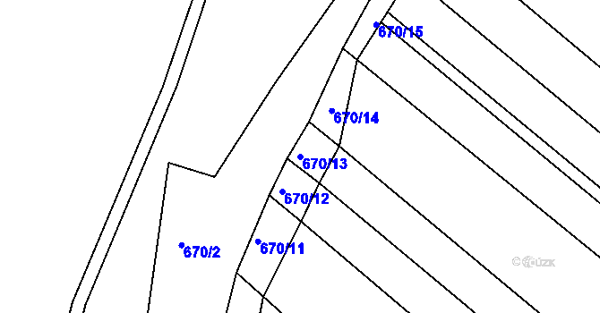 Parcela st. 670/13 v KÚ Tišnov, Katastrální mapa
