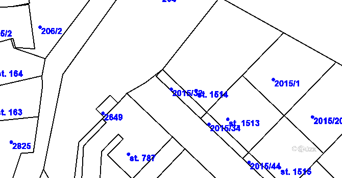 Parcela st. 2015/32 v KÚ Tišnov, Katastrální mapa