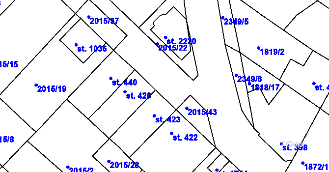 Parcela st. 2015/42 v KÚ Tišnov, Katastrální mapa