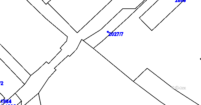 Parcela st. 2027/10 v KÚ Tišnov, Katastrální mapa