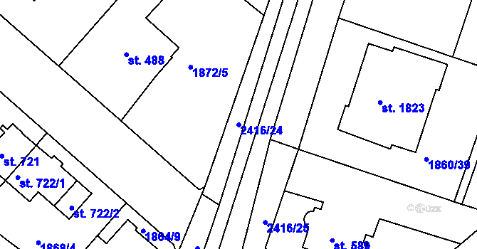 Parcela st. 2416/24 v KÚ Tišnov, Katastrální mapa