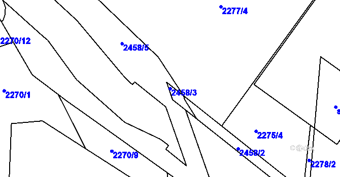 Parcela st. 2458/3 v KÚ Tišnov, Katastrální mapa