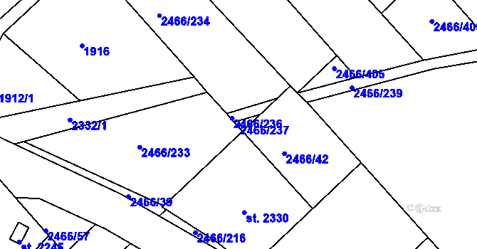 Parcela st. 2466/237 v KÚ Tišnov, Katastrální mapa