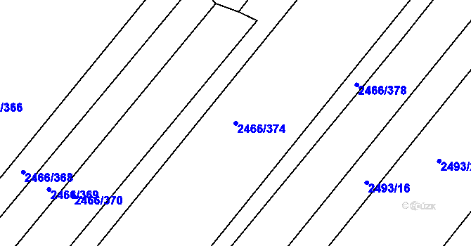Parcela st. 2466/374 v KÚ Tišnov, Katastrální mapa
