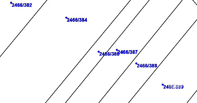 Parcela st. 2466/386 v KÚ Tišnov, Katastrální mapa