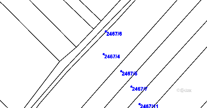 Parcela st. 2467/4 v KÚ Tišnov, Katastrální mapa