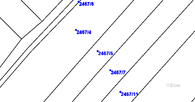 Parcela st. 2467/5 v KÚ Tišnov, Katastrální mapa