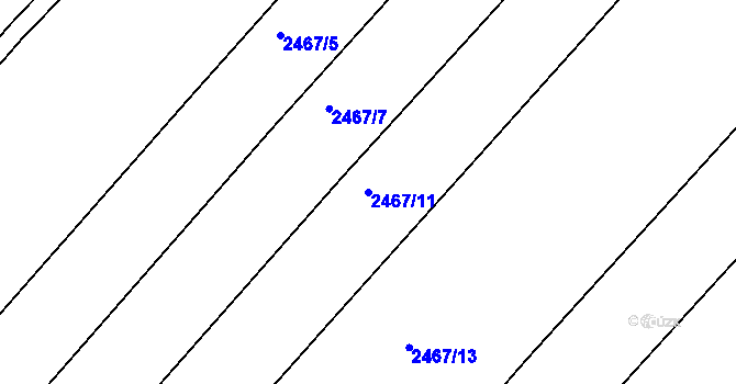 Parcela st. 2467/11 v KÚ Tišnov, Katastrální mapa