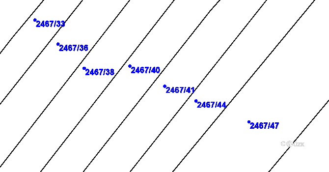 Parcela st. 2467/41 v KÚ Tišnov, Katastrální mapa
