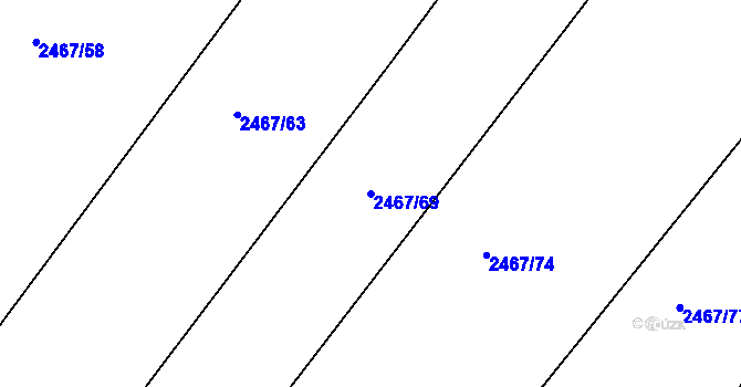 Parcela st. 2467/69 v KÚ Tišnov, Katastrální mapa