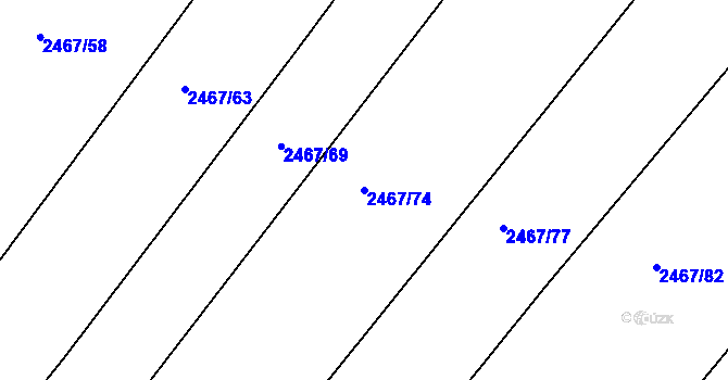 Parcela st. 2467/74 v KÚ Tišnov, Katastrální mapa