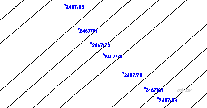 Parcela st. 2467/76 v KÚ Tišnov, Katastrální mapa