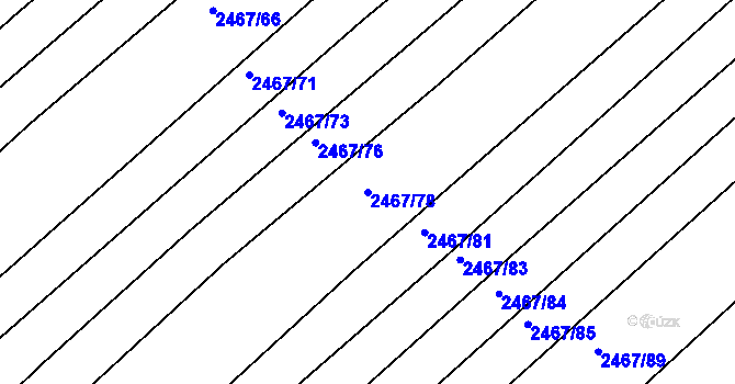 Parcela st. 2467/78 v KÚ Tišnov, Katastrální mapa